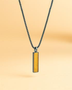 Preview: Schwarze Halskette aus Edelstahl mit einem Tigerauge-Stein - Galli Black Tiger